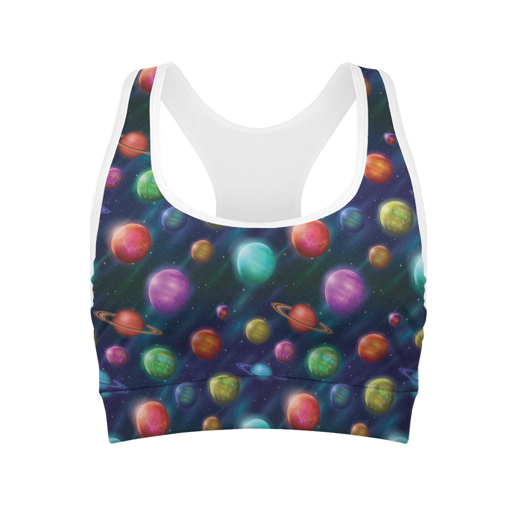 Fantastic Planets Pattern Print Women's Sports Bra