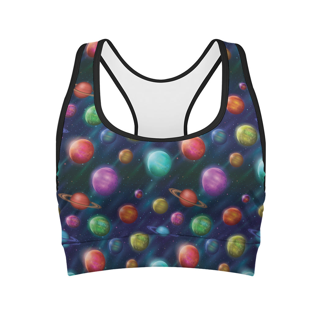 Fantastic Planets Pattern Print Women's Sports Bra