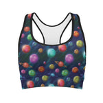 Fantastic Planets Pattern Print Women's Sports Bra