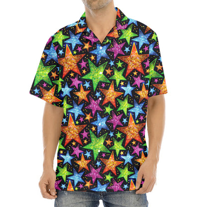 Fantastic Star Pattern Print Aloha Shirt