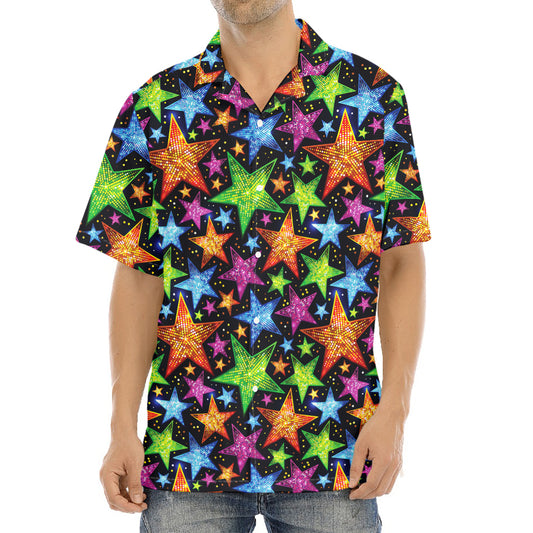 Fantastic Star Pattern Print Aloha Shirt
