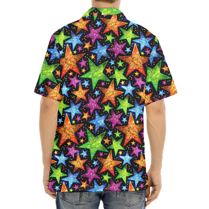 Fantastic Star Pattern Print Aloha Shirt