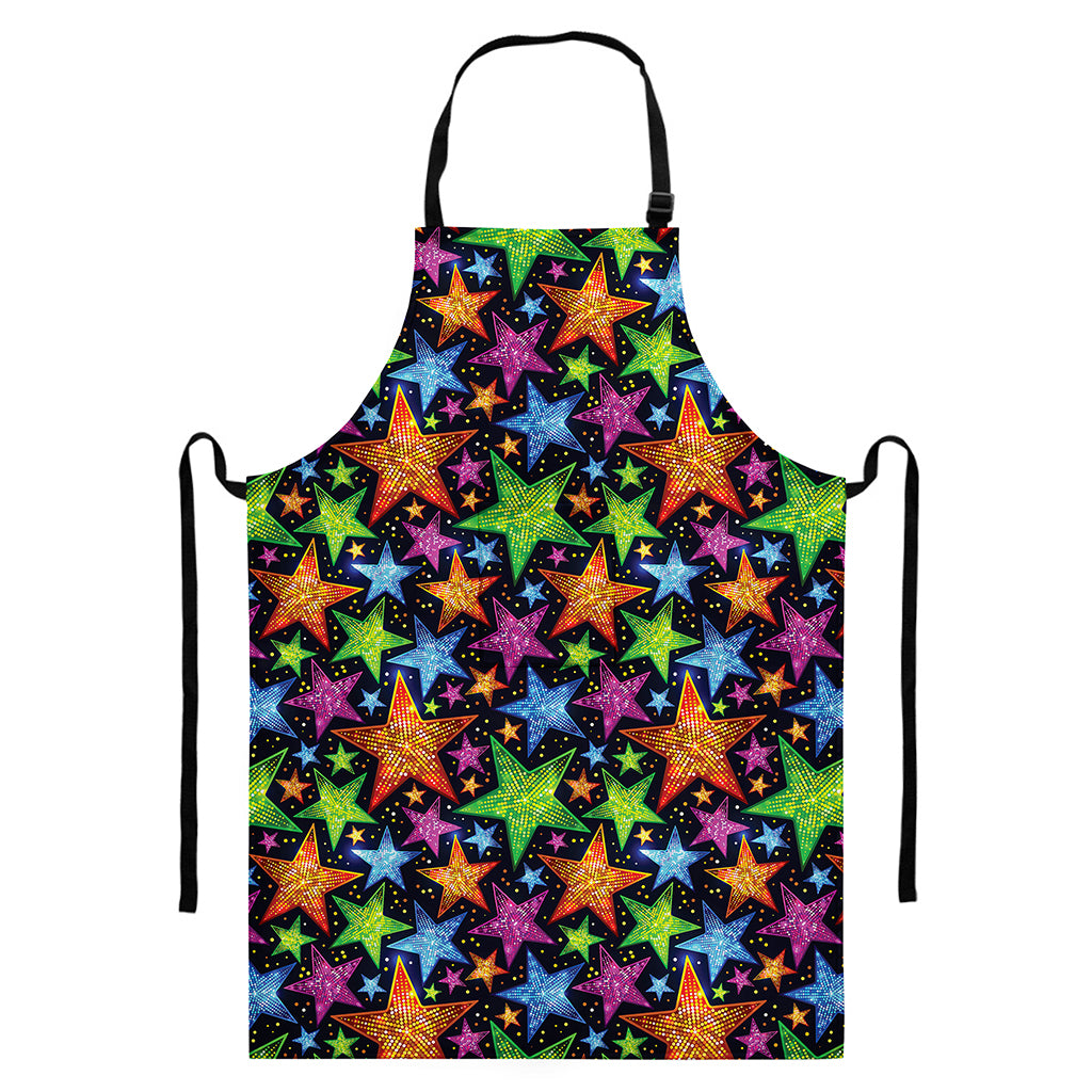 Fantastic Star Pattern Print Bib Apron With Pocket
