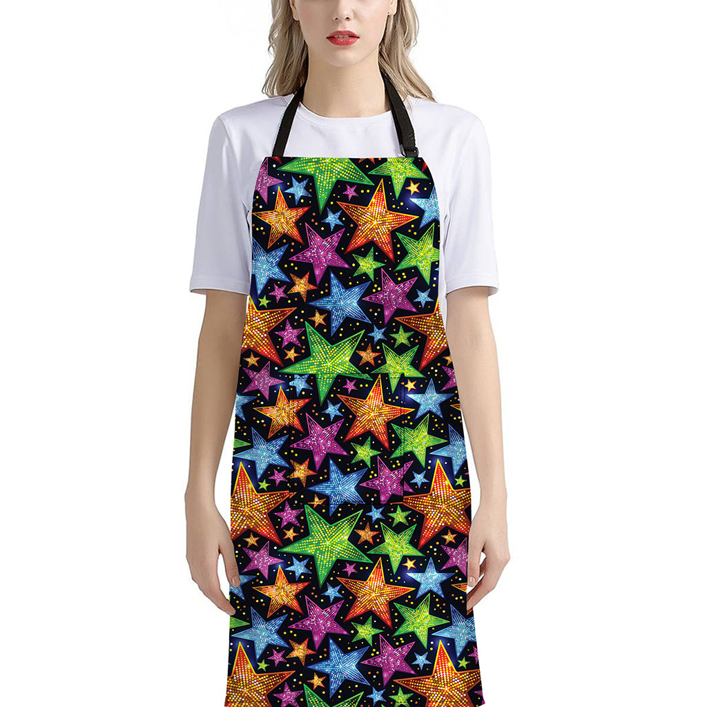 Fantastic Star Pattern Print Bib Apron With Pocket