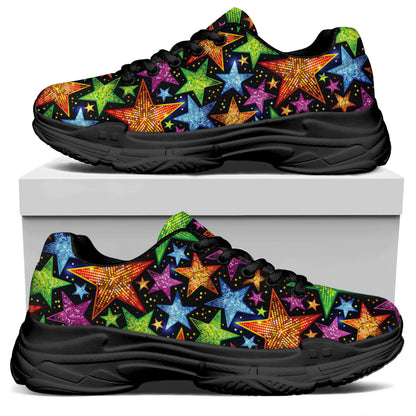 Fantastic Star Pattern Print Black Chunky Shoes