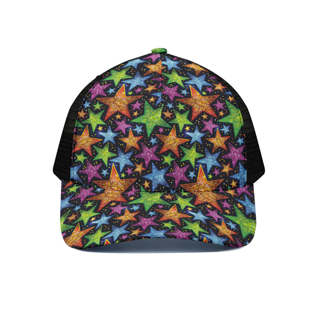 Fantastic Star Pattern Print Black Mesh Trucker Cap