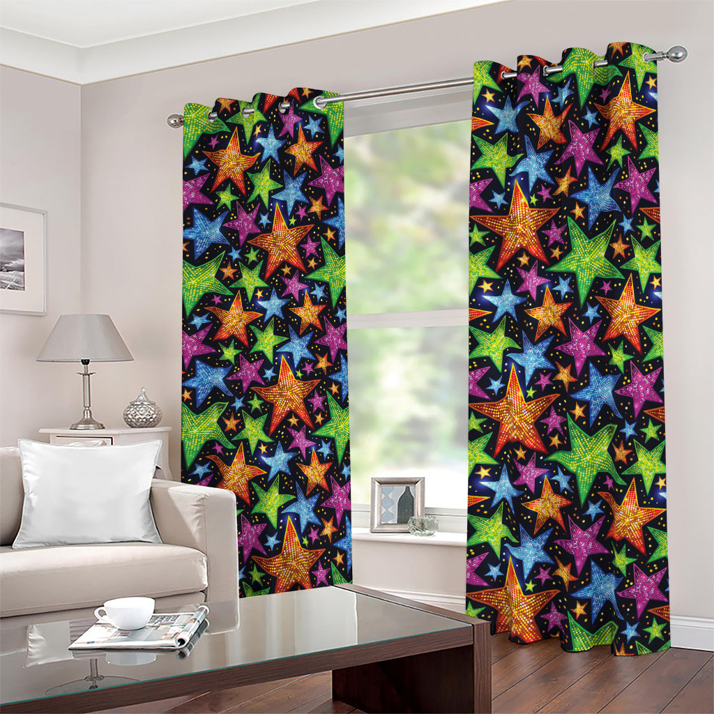 Fantastic Star Pattern Print Blackout Grommet Curtains