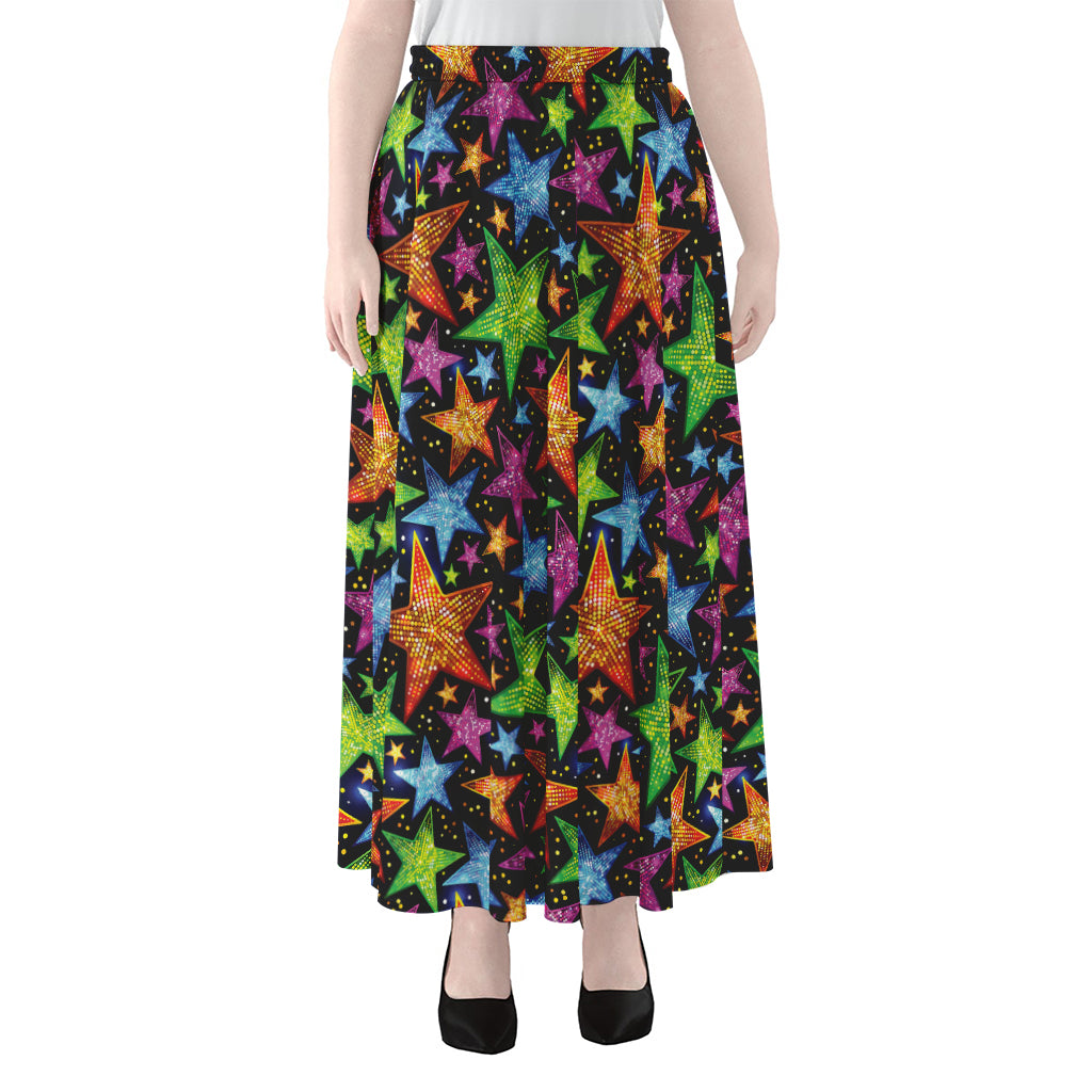 Fantastic Star Pattern Print Chiffon Maxi Skirt