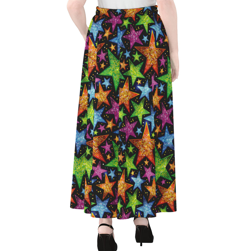 Fantastic Star Pattern Print Chiffon Maxi Skirt