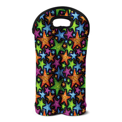 Fantastic Star Pattern Print Double Neoprene Wine Tote