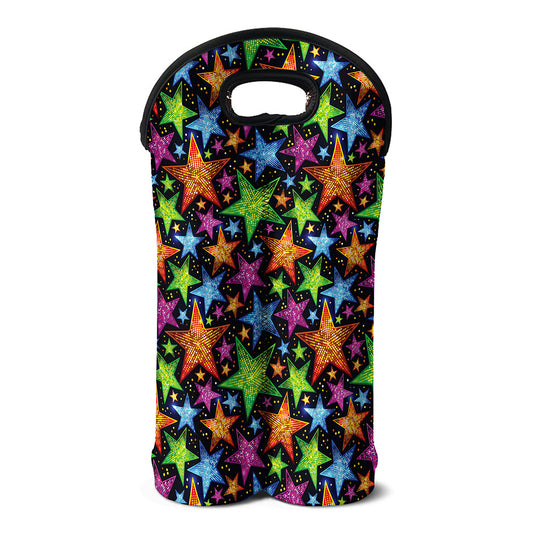 Fantastic Star Pattern Print Double Neoprene Wine Tote