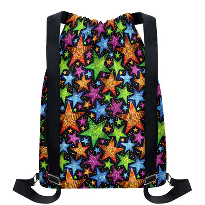 Fantastic Star Pattern Print Drawstring Backpack