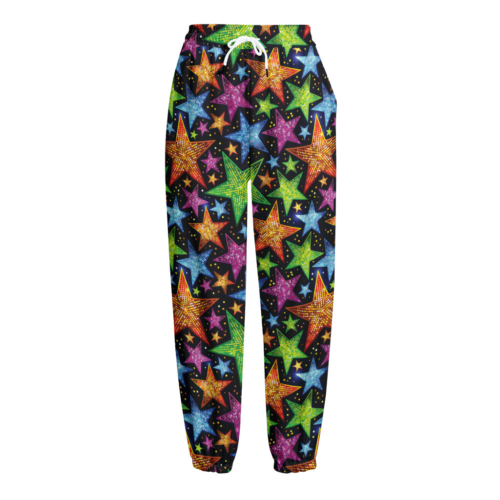 Fantastic Star Pattern Print Fleece Lined Knit Pants