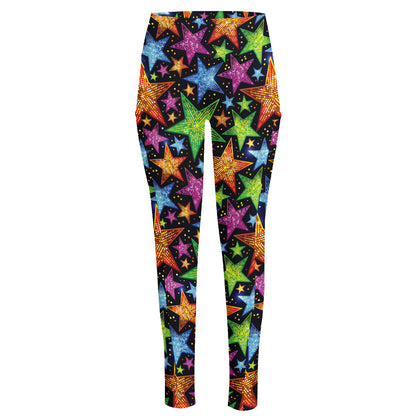 Fantastic Star Pattern Print High-Waisted Pocket Leggings