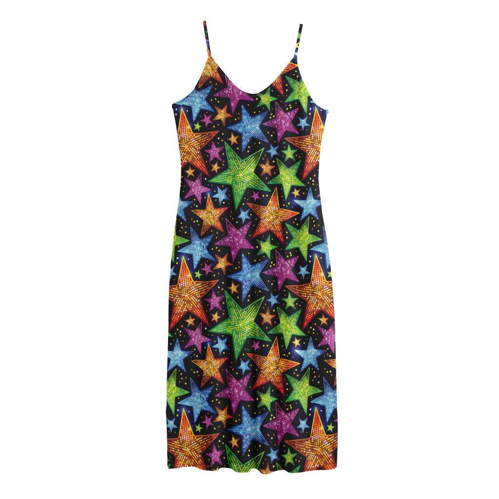 Fantastic Star Pattern Print Jersey Midi Cami Dress