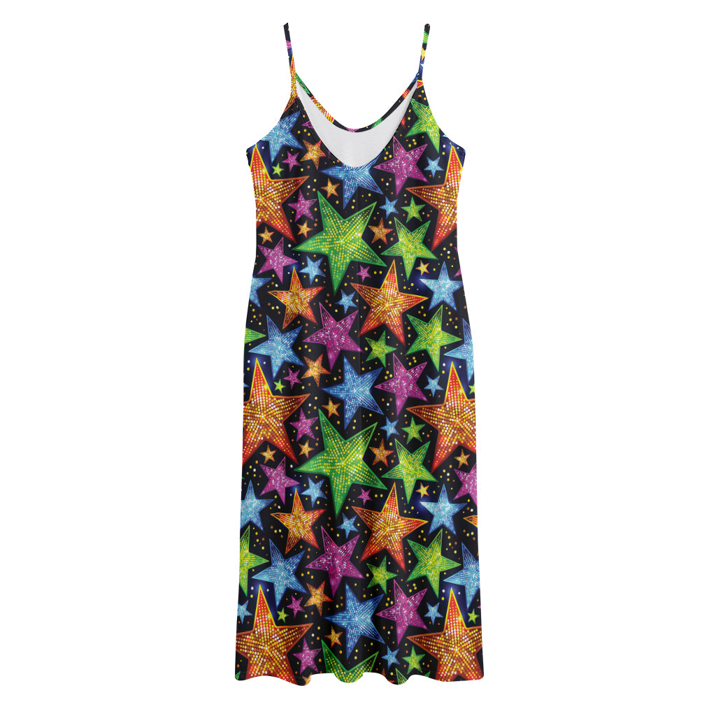 Fantastic Star Pattern Print Jersey Midi Cami Dress