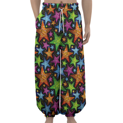 Fantastic Star Pattern Print Lantern Pants