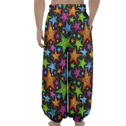 Fantastic Star Pattern Print Lantern Pants