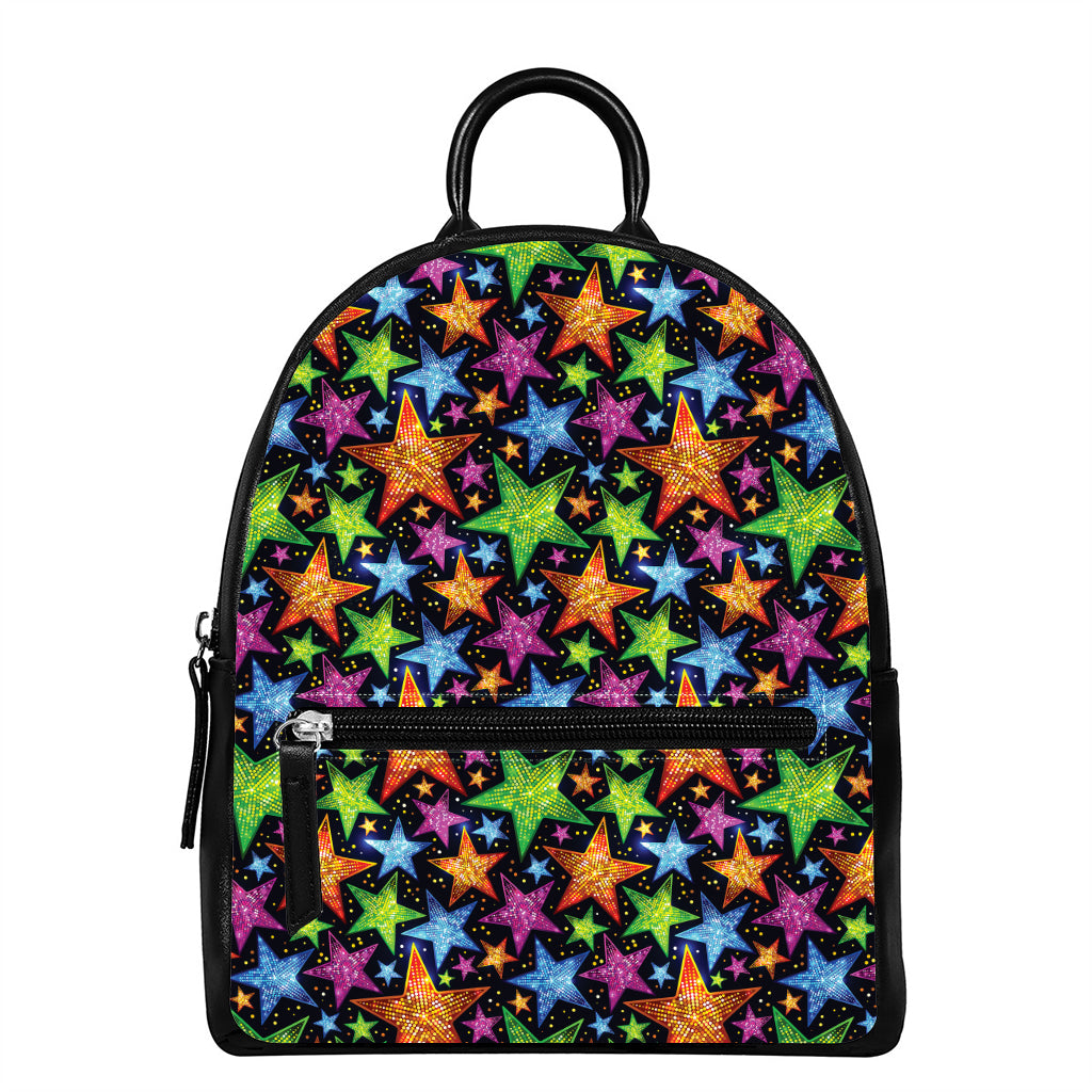 Fantastic Star Pattern Print Leather Backpack