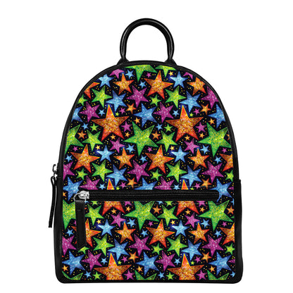 Fantastic Star Pattern Print Leather Backpack