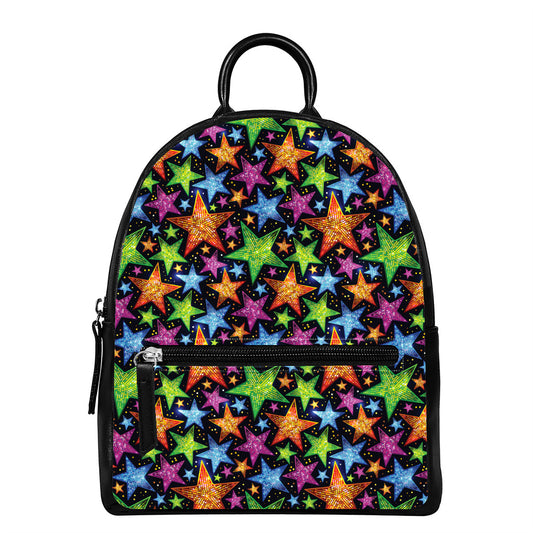 Fantastic Star Pattern Print Leather Backpack