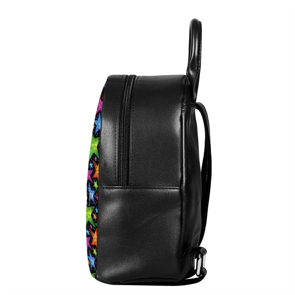 Fantastic Star Pattern Print Leather Backpack