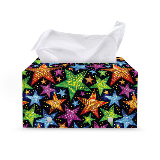Fantastic Star Pattern Print Leather Tissue Box Cover