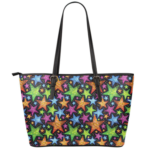 Fantastic Star Pattern Print Leather Tote Bag