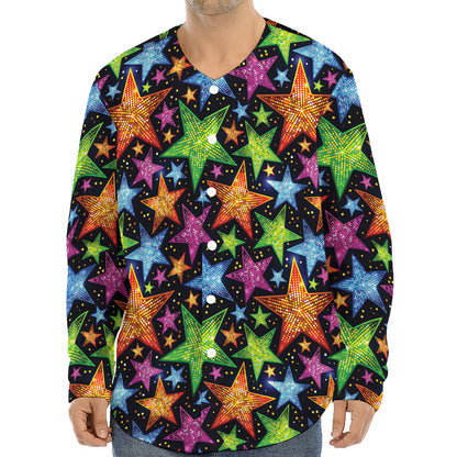 Fantastic Star Pattern Print Long Sleeve Baseball Jersey