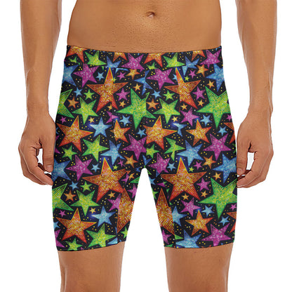 Fantastic Star Pattern Print Men's Long Boxer Briefs