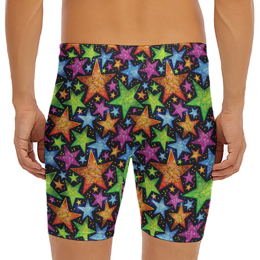 Fantastic Star Pattern Print Men's Long Boxer Briefs