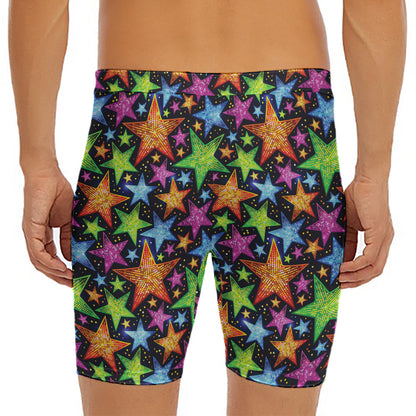 Fantastic Star Pattern Print Men's Long Boxer Briefs