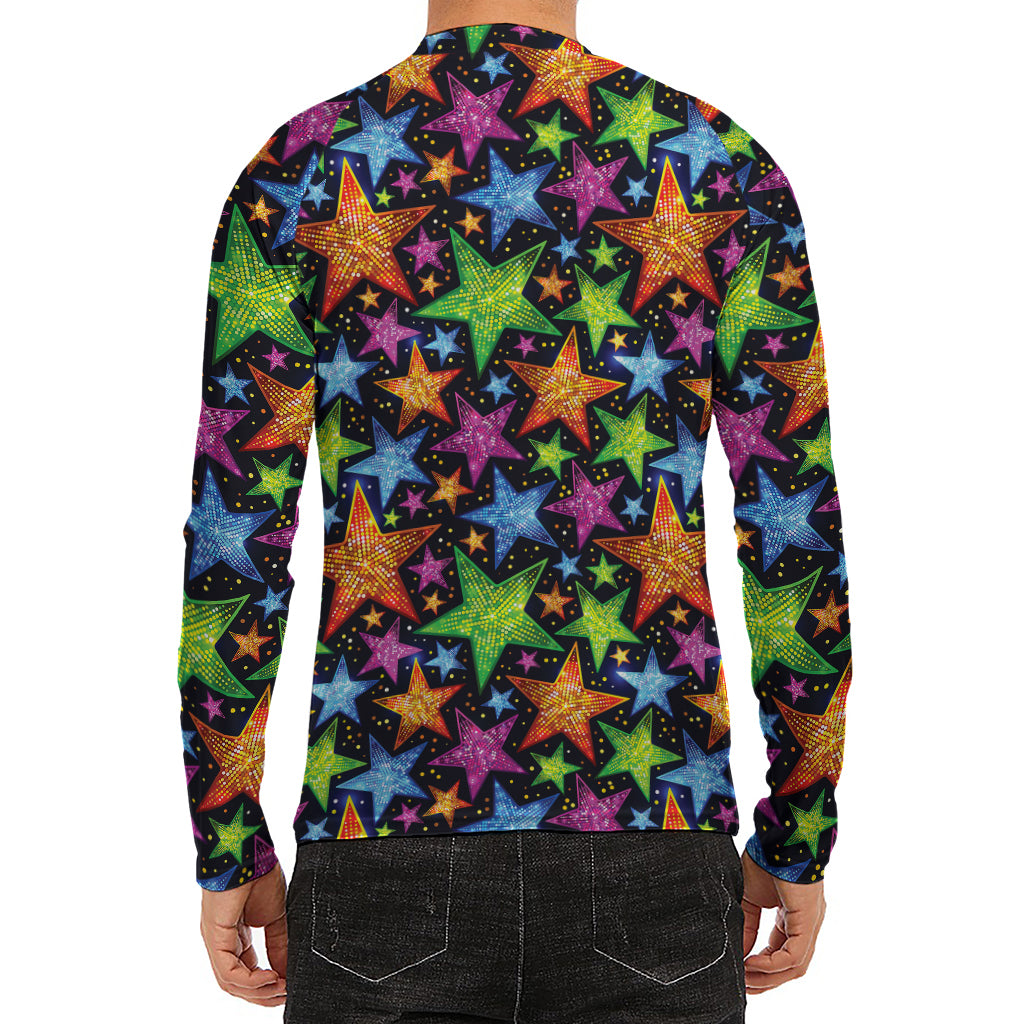Fantastic Star Pattern Print Men's Long Sleeve Rash Guard
