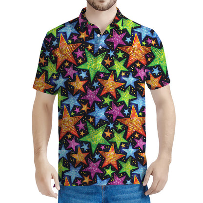 Fantastic Star Pattern Print Men's Polo Shirt