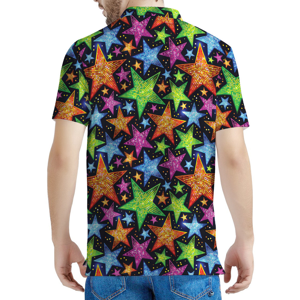 Fantastic Star Pattern Print Men's Polo Shirt