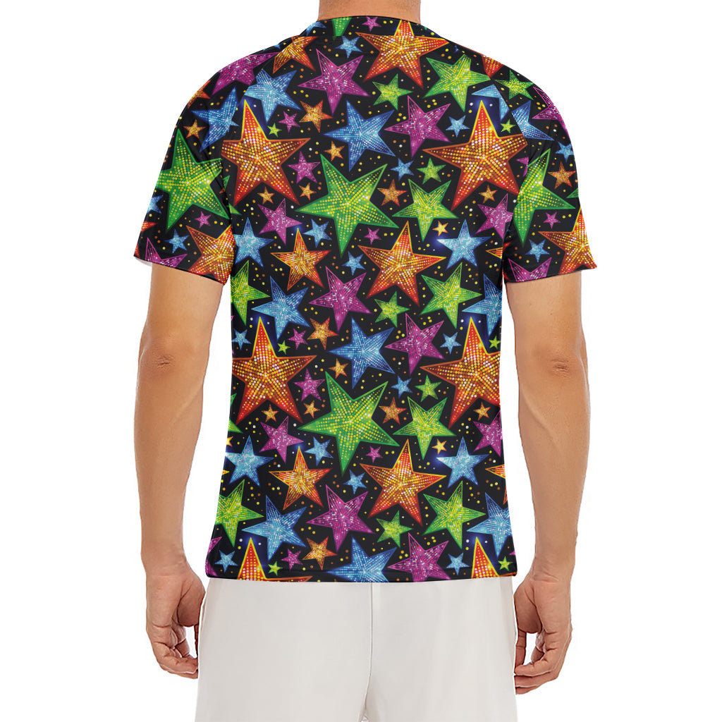 Fantastic Star Pattern Print Men's Short Sleeve Rash Guard