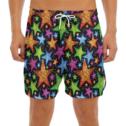 Fantastic Star Pattern Print Men's Split Running Shorts