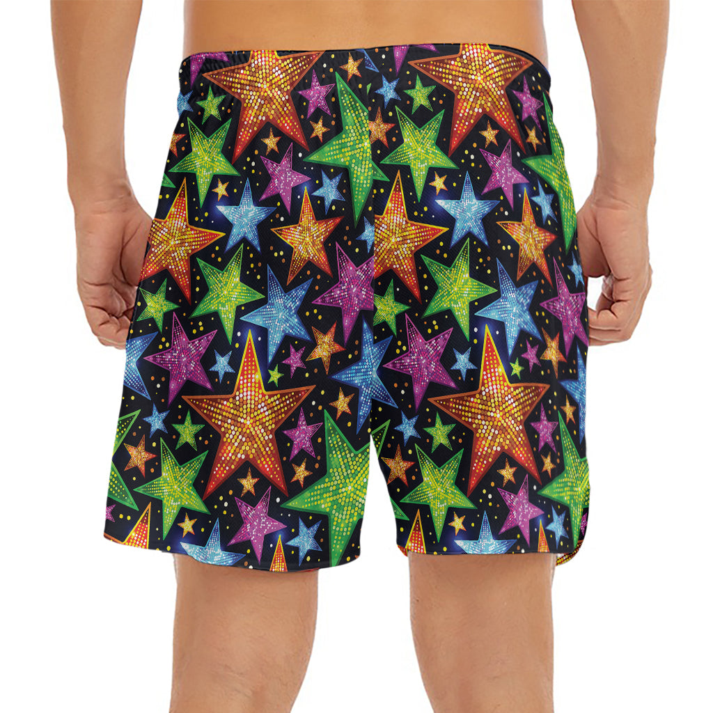 Fantastic Star Pattern Print Men's Split Running Shorts