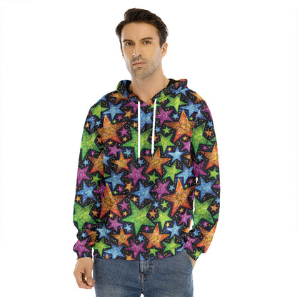 Fantastic Star Pattern Print Men's Velvet Pullover Hoodie