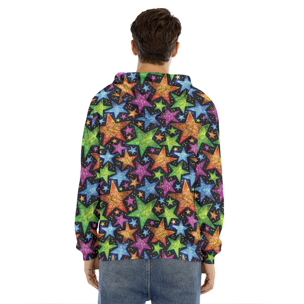 Fantastic Star Pattern Print Men's Velvet Pullover Hoodie