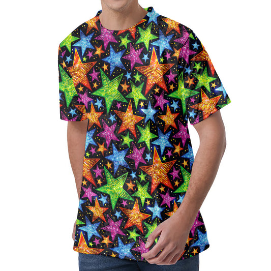 Fantastic Star Pattern Print Men's Velvet T-Shirt