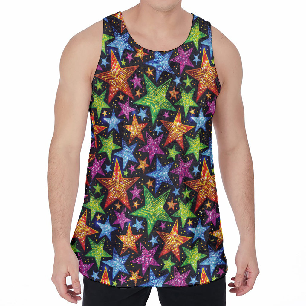 Fantastic Star Pattern Print Men's Velvet Tank Top