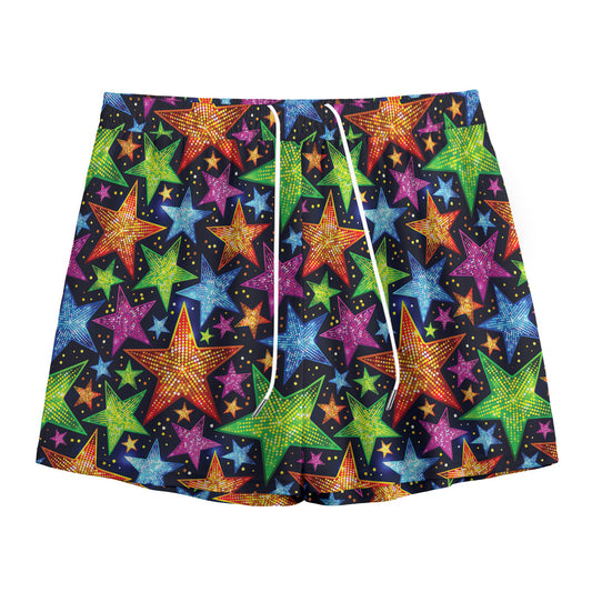 Fantastic Star Pattern Print Mesh Shorts