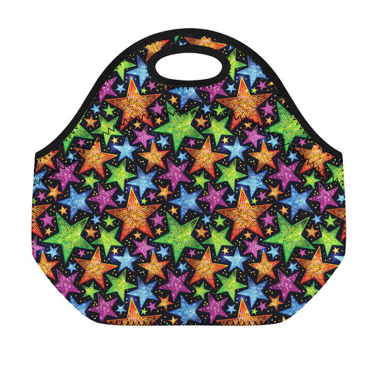 Fantastic Star Pattern Print Neoprene Lunch Bag