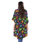 Fantastic Star Pattern Print Open Front Beach Cover Up