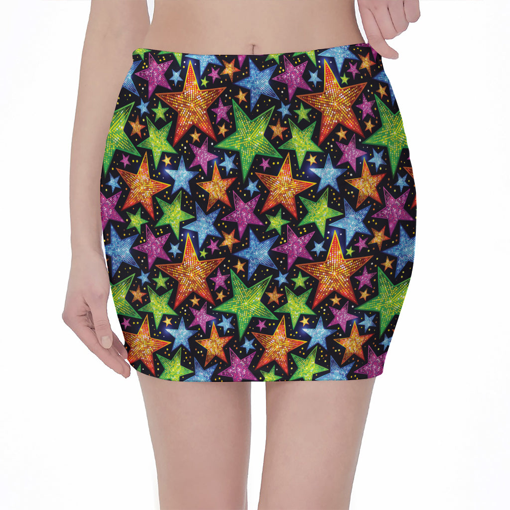 Fantastic Star Pattern Print Pencil Mini Skirt