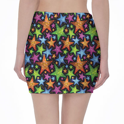 Fantastic Star Pattern Print Pencil Mini Skirt