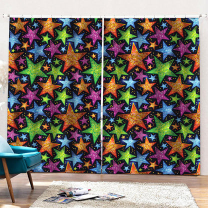 Fantastic Star Pattern Print Pencil Pleat Curtains