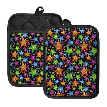 Fantastic Star Pattern Print Pot Holders With Pocket