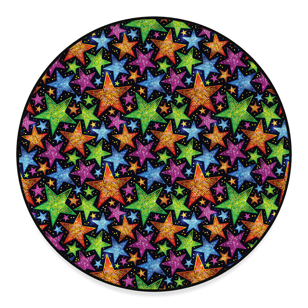 Fantastic Star Pattern Print Round Floor Mat